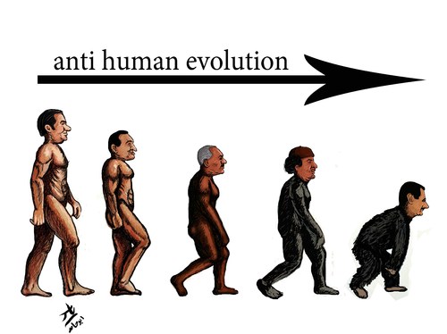 Cartoon: anti human evolution (medium) by yaserabohamed tagged anti,human,evolution