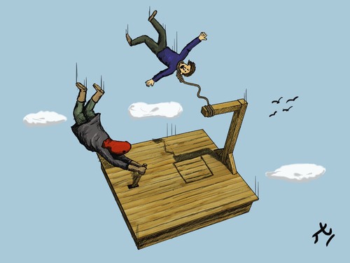 Cartoon: Dedication to work (medium) by yaserabohamed tagged gallows