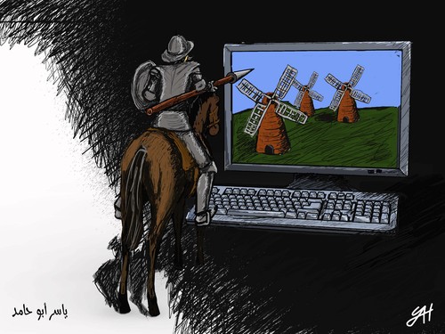 Cartoon: don quixote (medium) by yaserabohamed tagged don,quixote