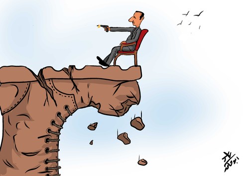 Cartoon: last boot (medium) by yaserabohamed tagged boot,bashar,alassad