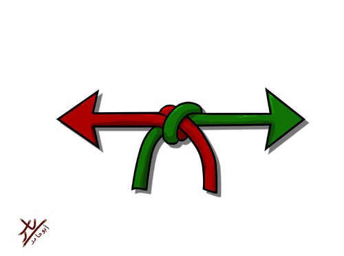 Cartoon: left right (medium) by yaserabohamed tagged left,right,arow,green,red