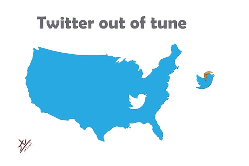 Cartoon: Twitter out of tune (medium) by yaserabohamed tagged trump