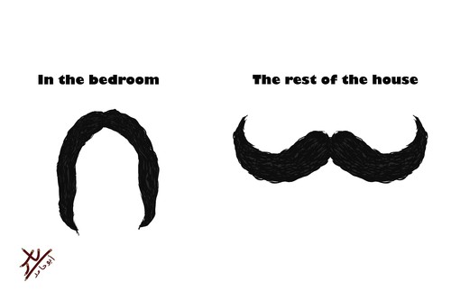 Cartoon: Virility (medium) by yaserabohamed tagged virility,moustache,bedroom