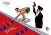 Cartoon: the swimmer (small) by yaserabohamed tagged bashar,al,assad,swimmwe,swim,iran,syria