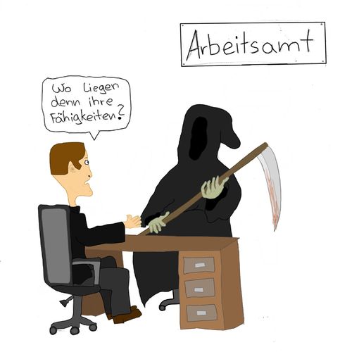 Cartoon: Beim Arbeitsamt (medium) by fantanton tagged tod,arbeitsamt