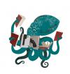 Cartoon: books crime (small) by lisette tagged crime,books,library,octopus