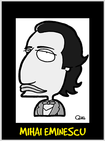 Cartoon: MIHAI EMINESCU CARICATURE (medium) by QUEL tagged mihai,eminescu,caricature