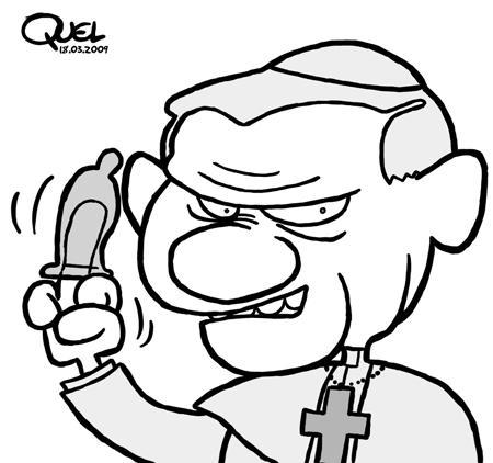 Cartoon: RATZINGER BENEDICT XVI vs SIDA (medium) by QUEL tagged ratzinger,benedict,xvi,vs,sida