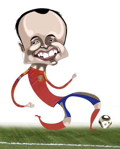 Cartoon: Andres Iniesta (medium) by pincho tagged andres,iniesta,seleccion,barcelona,futbol,football,spain,crack,mundial,sudafrica