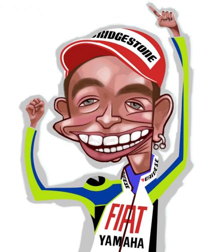 Cartoon: Valentino Rossi (medium) by pincho tagged valentino,rossi,motor,gp,italia,yamaha,doctore,valentinik,rossifumi,premio,pole,motociclismo