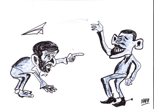 Cartoon: obama ahmedinejad (medium) by MSB tagged obama,ahmedinejad