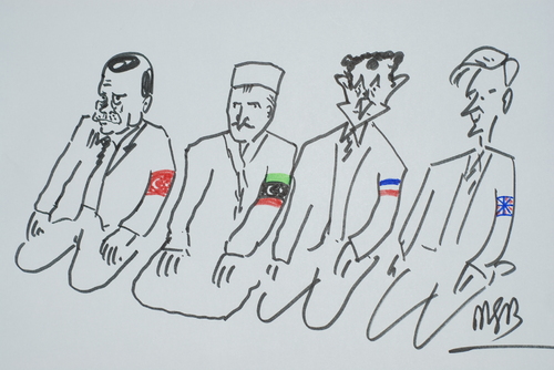 Cartoon: sarkozy cameron libyada (medium) by MSB tagged libya,sarkozy,cameron