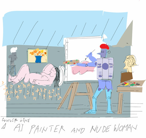 AI Painter and nude woman AI Painter and nude woman