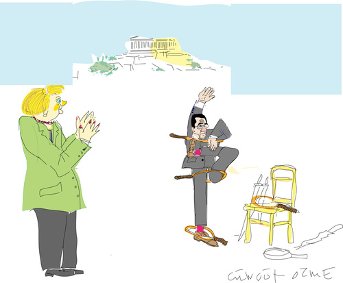 Cartoon: A.Merkel visit to Grece (medium) by gungor tagged germany