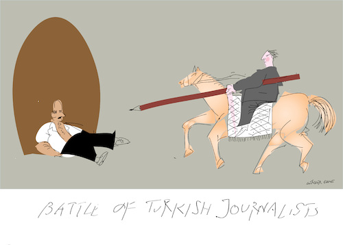 Cartoon: Battle of Turkish Journalists (medium) by gungor tagged turkish,journalism,turkish,journalism