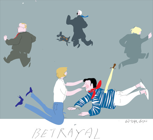 Cartoon: Betrayal or Aukus (medium) by gungor tagged military,pact,aukus,military,pact,aukus