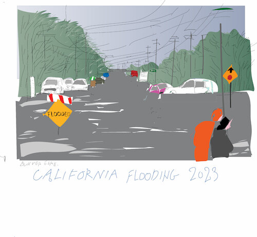Cartoon: California floods Feb 2023 (medium) by gungor tagged california,flooding,2023,california,flooding,2023