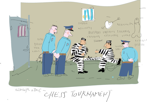 Cartoon: Chess players (medium) by gungor tagged jail,jail
