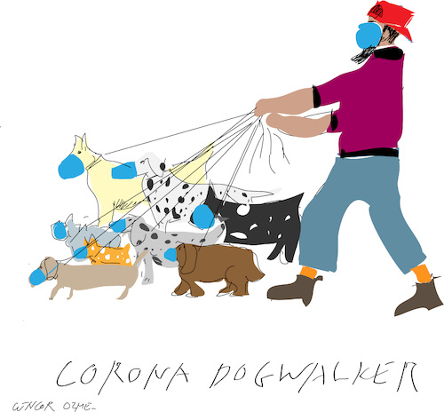 Cartoon: Corona Dogwalker (medium) by gungor tagged dog,dog