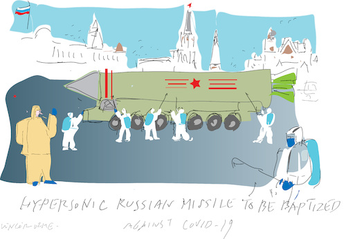 Cartoon: Covid-19 and Missile (medium) by gungor tagged world,world