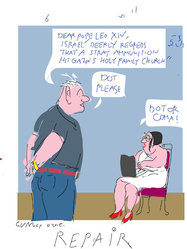 Cartoon: Dear Pope Leo (medium) by gungor tagged fighting,fronfs,for,netanyahu,fighting,fronfs,for,netanyahu
