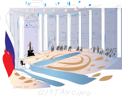 Cartoon: Distancing (medium) by gungor tagged putin,is,isolated,leader,putin,is,isolated,leader