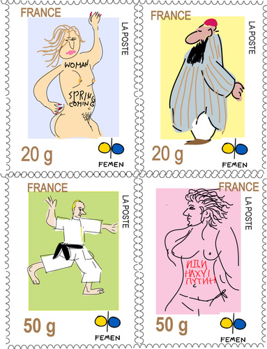 Cartoon: Femen Stamps (medium) by gungor tagged france