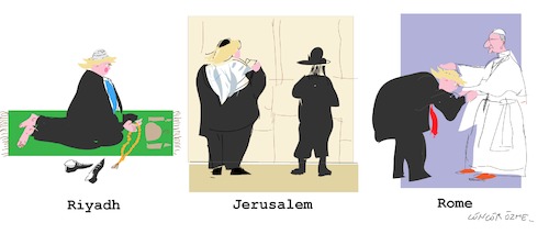 Cartoon: First Foreign Trip (medium) by gungor tagged usa