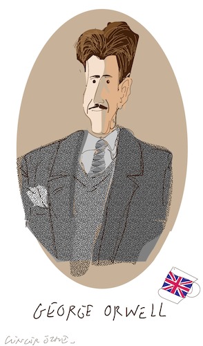 Cartoon: George Orwell (medium) by gungor tagged books
