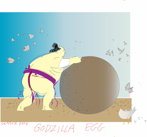 Cartoon: Godzilla egg (medium) by gungor tagged metal,sphere,in,japan,metal,sphere,in,japan
