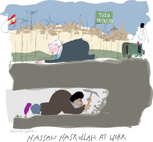 Cartoon: Hassan Nasrullah (medium) by gungor tagged israel,israel,hassan,nasrullah,ceo,hizbulla,grenztunnel
