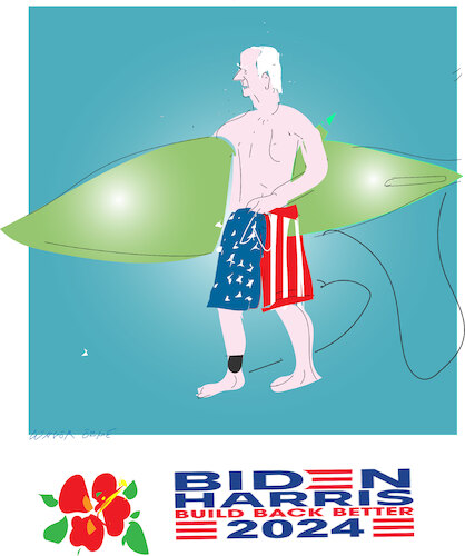 Joe Biden as surfer 2023