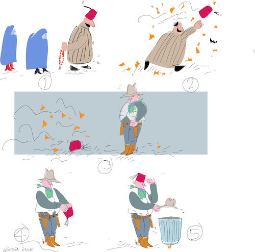 Cartoon: Journey of Cowboy hat (medium) by gungor tagged hats,hats