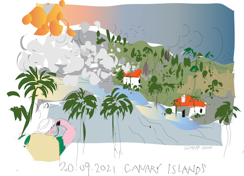Cartoon: La palma sept. 2021 (medium) by gungor tagged canary,islands,canary,islands