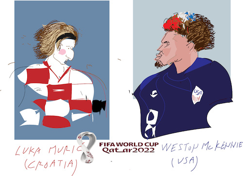 Cartoon: Luka Muric and Weston Mckennie (medium) by gungor tagged twi,players,from,in,qatar,2022,twi,players,from,in,qatar,2022