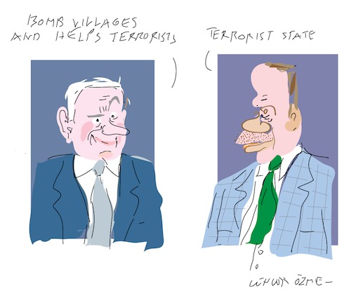 Cartoon: Netanyahu versus Sultan (medium) by gungor tagged middle,east