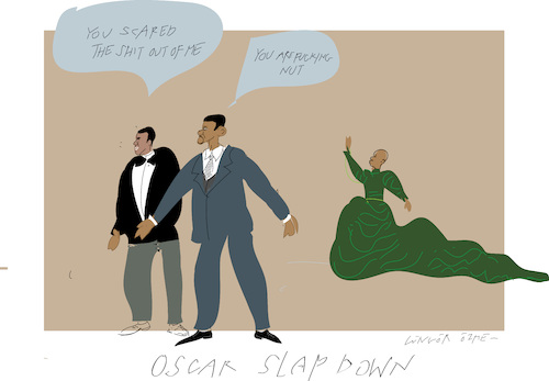 Cartoon: Oscar slap down (medium) by gungor tagged oscar,2022,oscar,2022