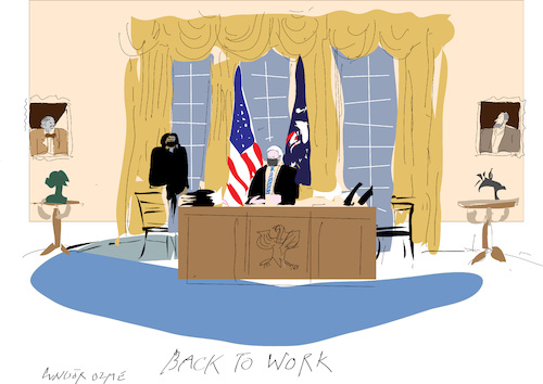 Cartoon: Back to Office (medium) by gungor tagged back,to,office,oval,office