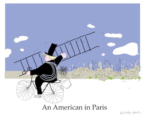 Cartoon: Paris Exit (medium) by gungor tagged usa