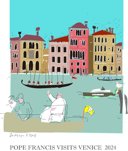 Cartoon: Pope Francis in Venice (medium) by gungor tagged pope,visits,venice,pope,visits,venice