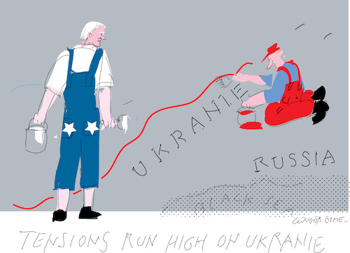 Red and white lines on Ukranie