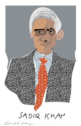 Cartoon: Sadiq Khan (medium) by gungor tagged bratain