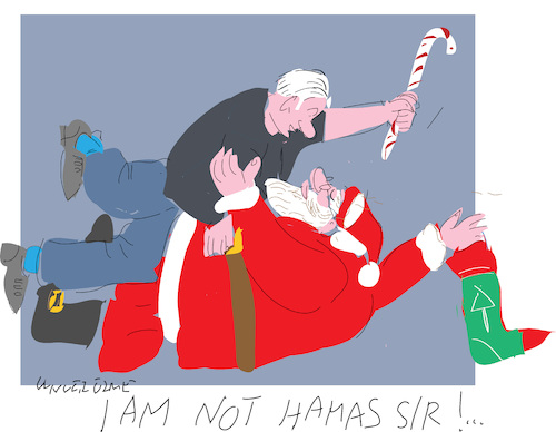 Cartoon: Santa Claus and Bibi (medium) by gungor tagged santa,claus,and,bibi,santa,claus,and,bibi