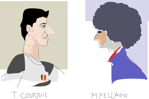 Cartoon: T.Courtois and M.Fellaini (medium) by gungor tagged brazil2014