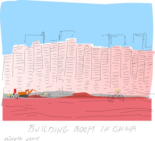 Cartoon: The housing bubble in China (medium) by gungor tagged building,boom,in,china,building,boom,in,china