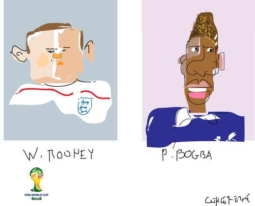 Cartoon: W.Rooney and P.Bogba (medium) by gungor tagged brazil2014