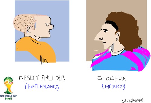 Cartoon: W.Sneijder and G. Ochua (medium) by gungor tagged brazil2014