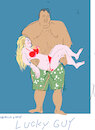 Cartoon: Lucky man (small) by gungor tagged lucky,man,and,bikini,girl
