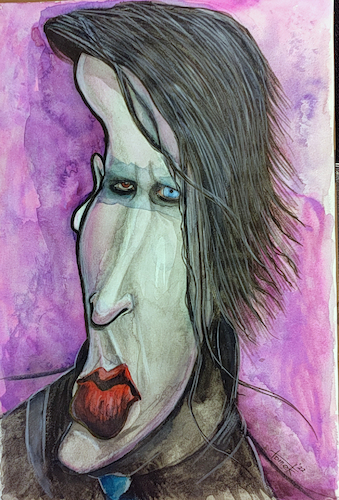 Cartoon: Marylin Manson (medium) by Tomek tagged music