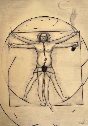 Cartoon: Viceman (medium) by Tomek tagged vitruvian,man